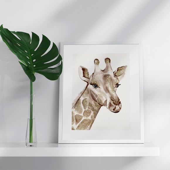 Watercolor Giraffe Wall Art Print Poster Unframed - Picture 2 of 8